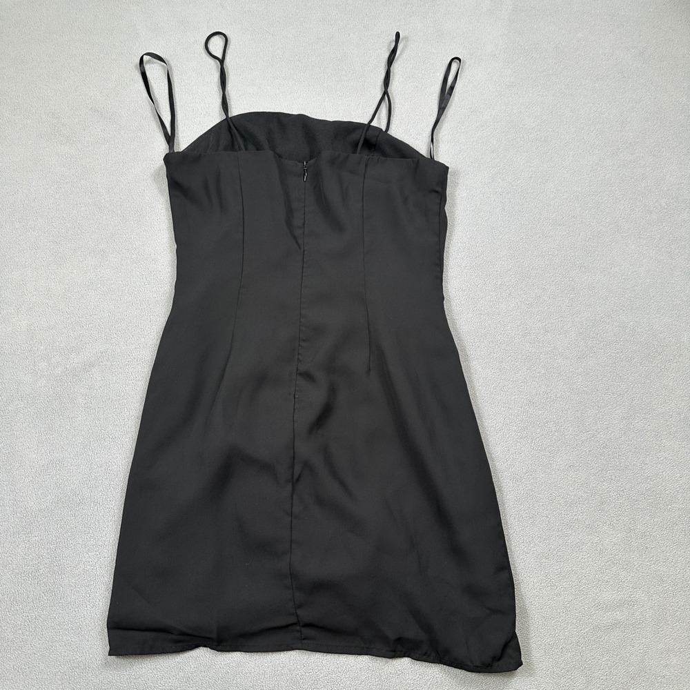 Revolve Superdown Black Mini Dress S Spaghetti Strap Ruched Slit Back Zip Party - Picture 2 of 11